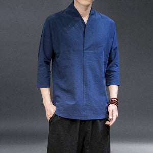 Men Harajuku Cotton Linen Shirt