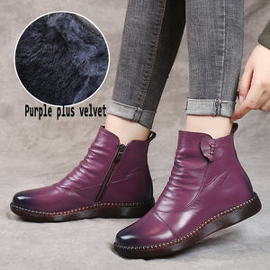 Women Genuine Leather Ankle Casual Boots
