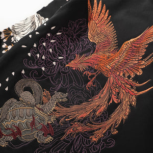 Unisex Embroidery Dragon Phoenix Vintage Hoodies