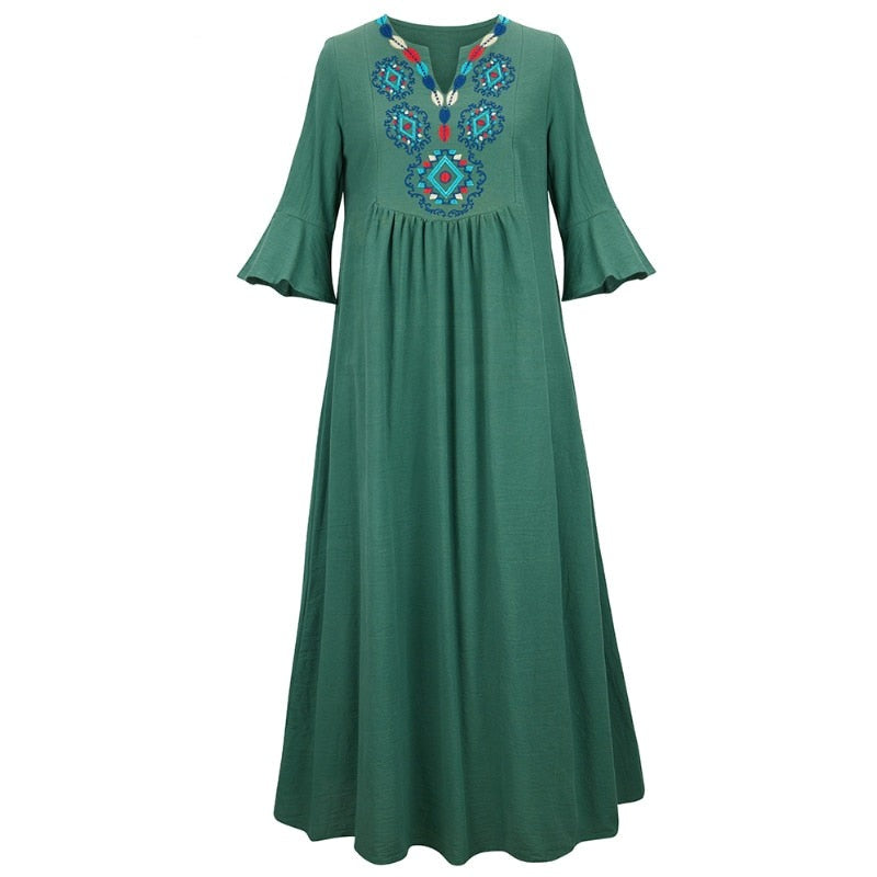 Women Bohemian Embroidered Loose Dress