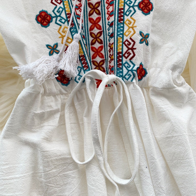 Woman Embroidery Elegant Ethnic Boho Dress