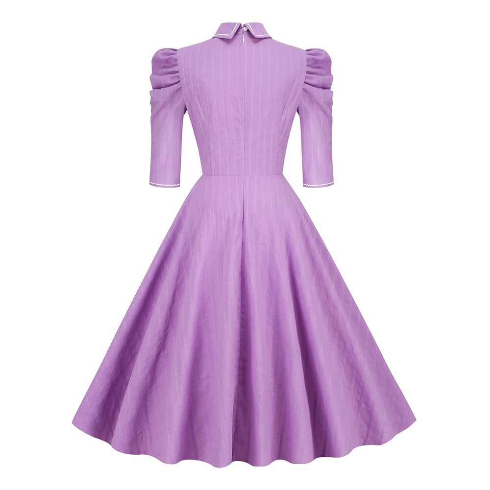Women Vintage Slim Fit Lace Jacquard Large Dress