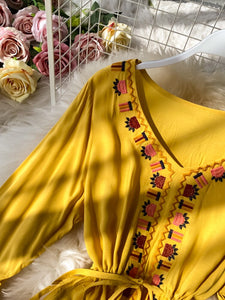 Women Bohemian Ethnic Retro Embroidered Dress