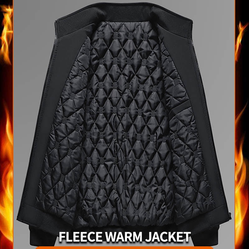 Men Winter Fleece Jackets Thicken Warm Varsity Coat
