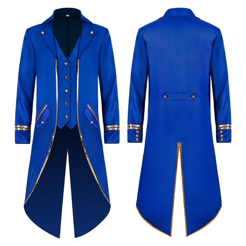 Men Gothic Steampunk Trench Vintage Medieval Victorian Costume