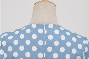 Women Vintage Cotton Polka Dots Dress