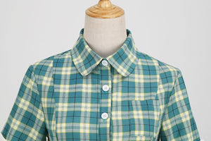 Women Retro Vintage Plaid Dress