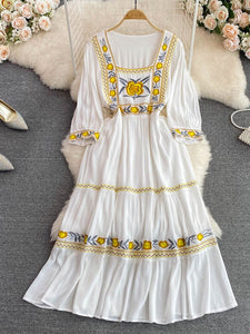 Women Bohemian Retro Embroidery Dress