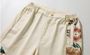 Men Embroidery Casual Patchwork Shorts