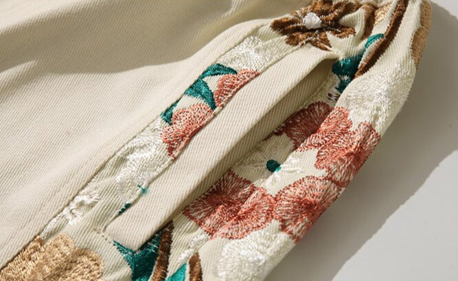 Men Embroidery Casual Patchwork Shorts