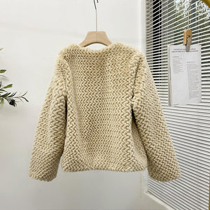 Women Slim Short Faux Fur Fluffy Jacket