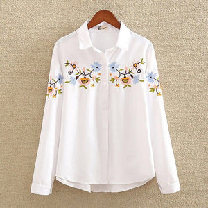 Women Embroidery Bohemian Long Sleeve Shirt