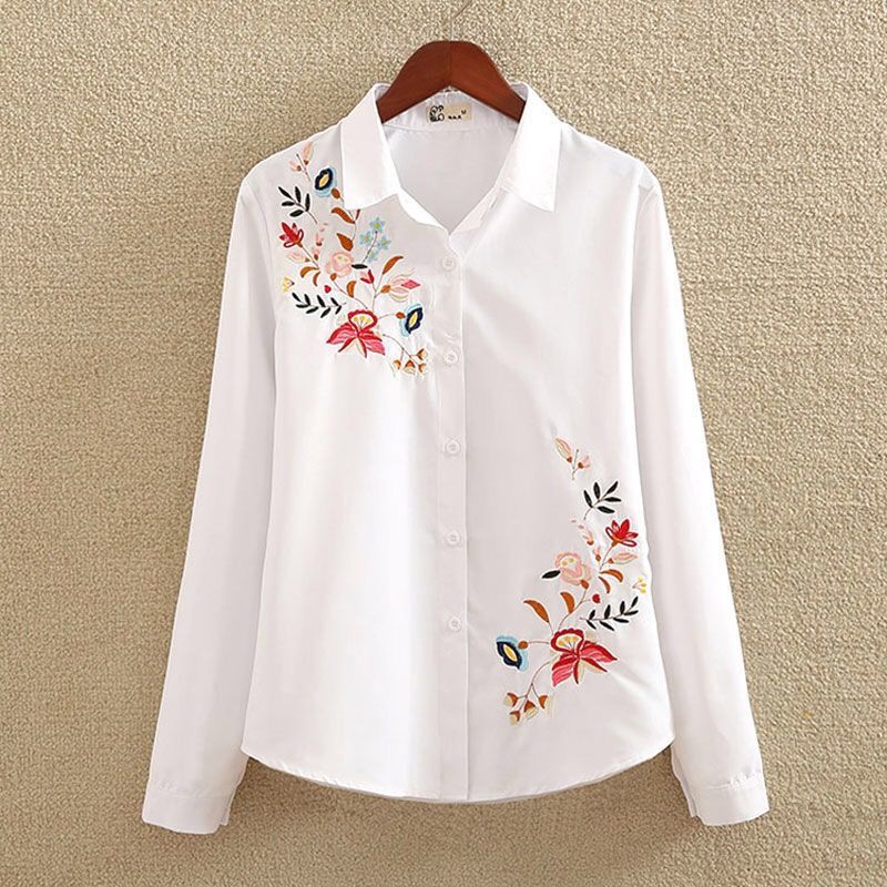 Women Embroidery Bohemian Long Sleeve Shirt