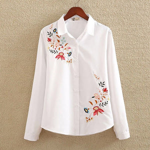 Women Embroidery Bohemian Long Sleeve Shirt