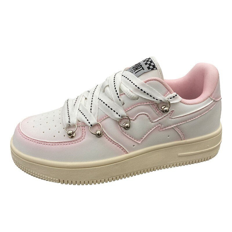 Women Chic Love Design Sneakers Pu Leather Shoes