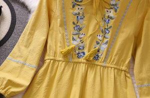 Women Bohemian Embroidery Retro Dress