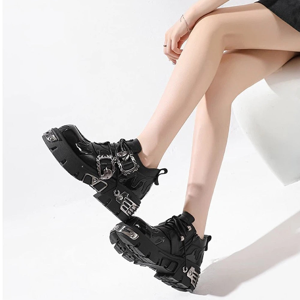 Unisex Vintage Metal Niche Design Rock Leather Retro Boots