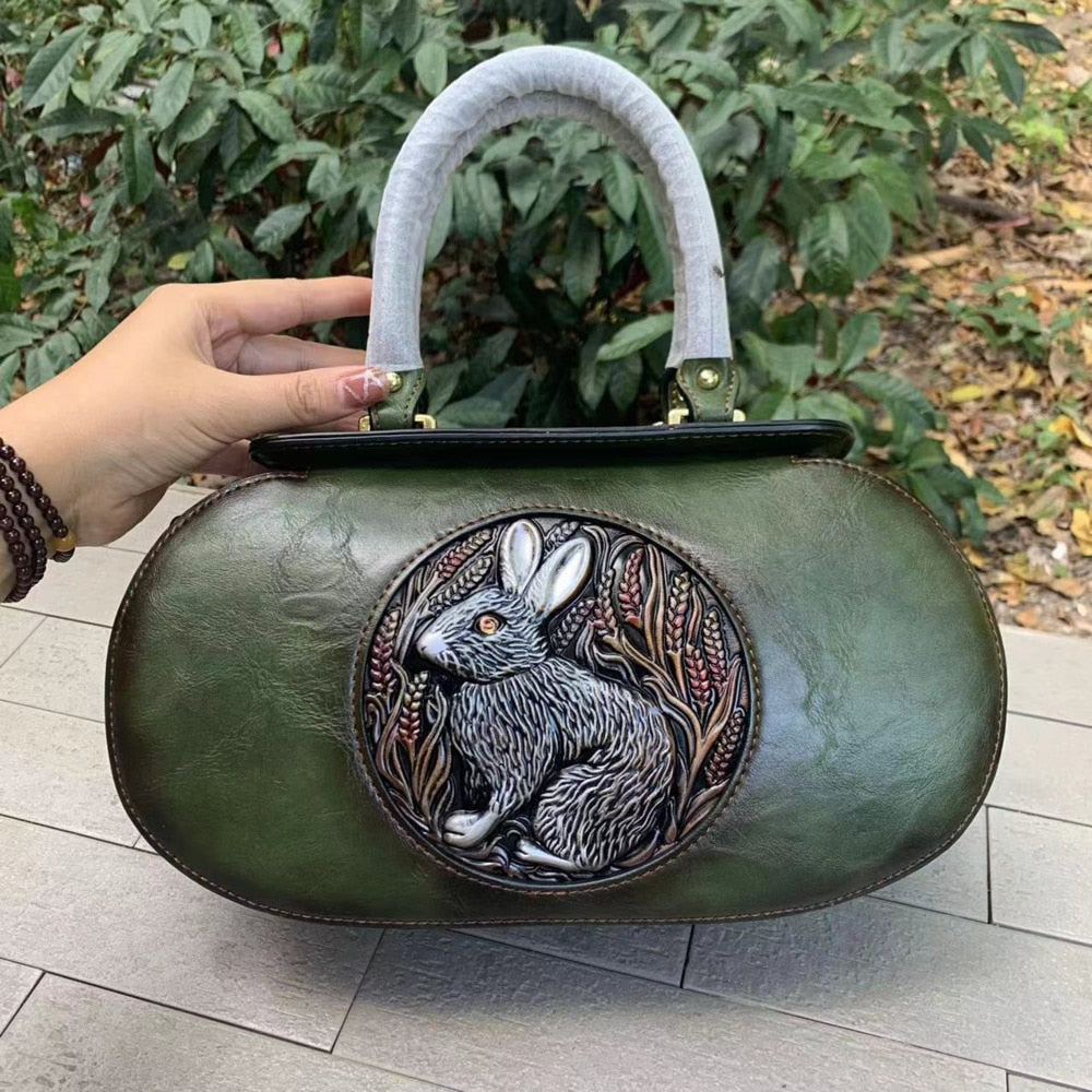 Women Retro Pu Leather Handmade Handbags