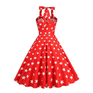 Women Vintage Stars Print A Line Swing Retro Dress