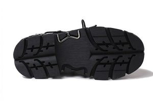 Unisex Vintage Gothic Flame Carved Leather Rock Metal Niche Shoes