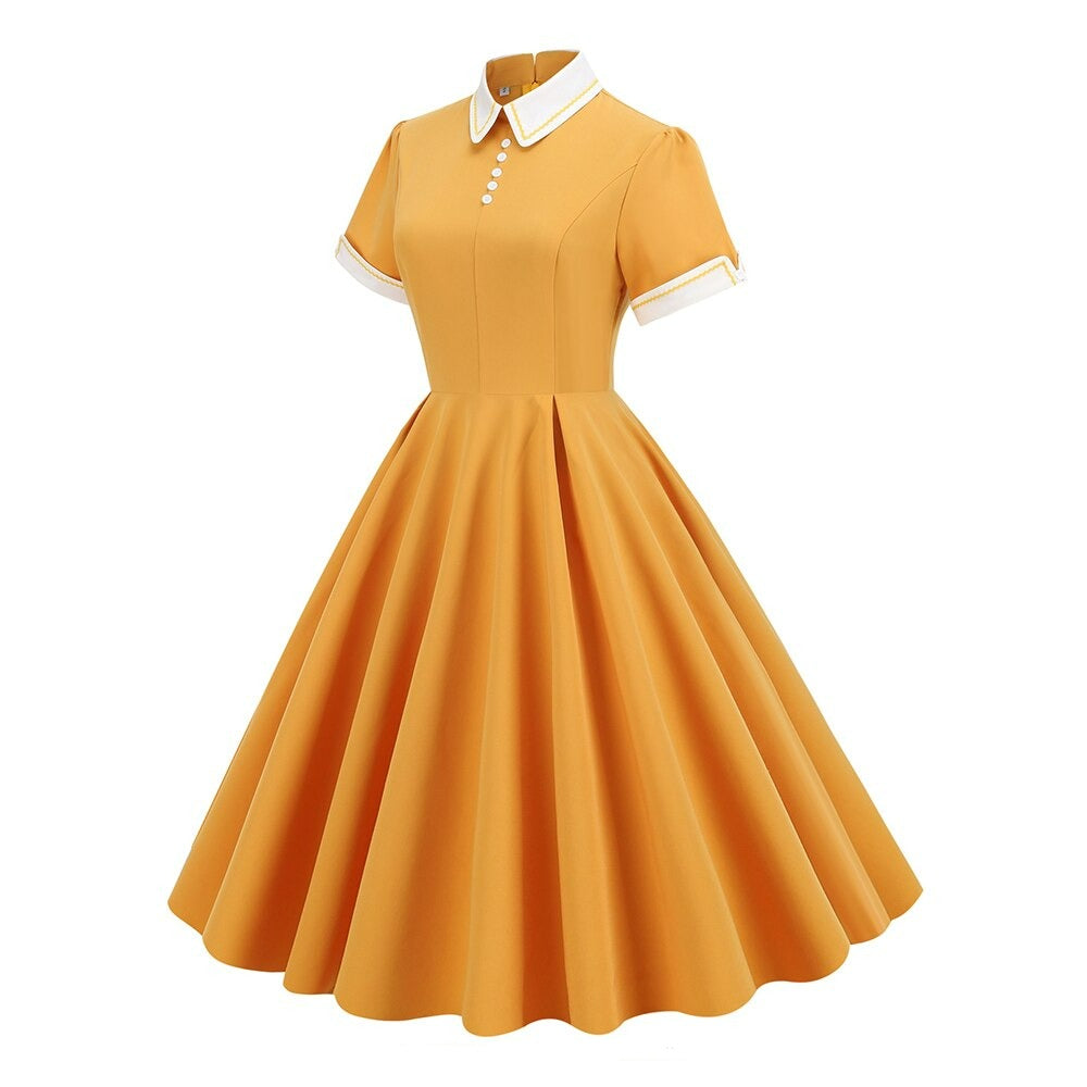 Women Retro Vintage Rockabilly Dress A Line Swing Dress