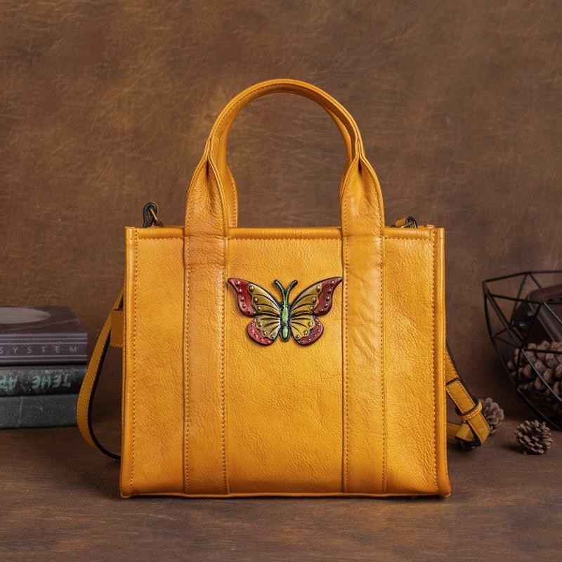 Women Vintage Butterfly Leather Handmade Cowhide Bags
