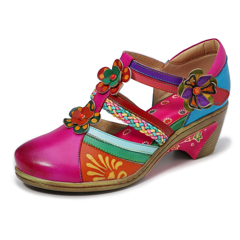 Women Retro Genuine Leather Vintage Casual Sandals