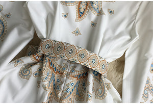 Women Flare Sleeve Belted Elegant A-line Dress