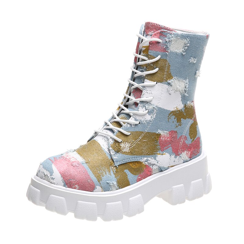 Women Canvas Tide Boots Platform Thick High-top Sneakers