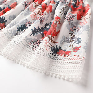 Women Floral Mesh Vintage Jacquard Slim Dress