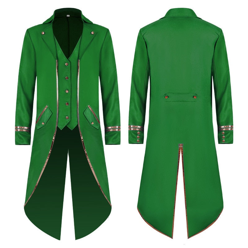 Men Gothic Steampunk Trench Vintage Medieval Victorian Costume