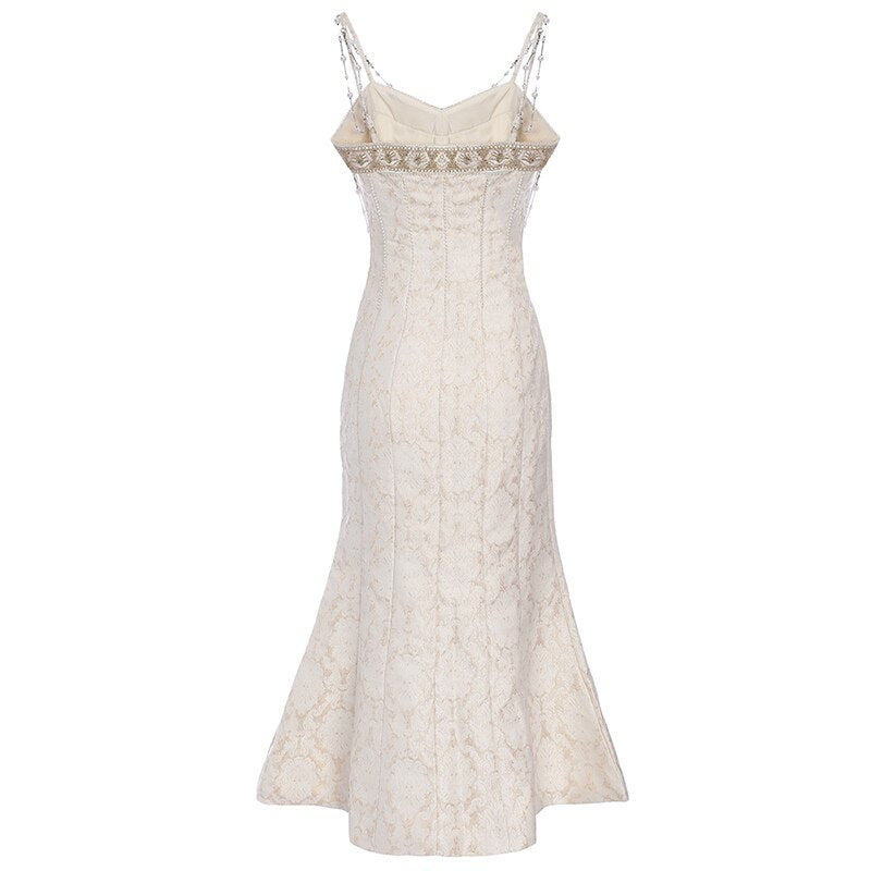 Women Runway Elegant Floral Boat Neck Slip Dress