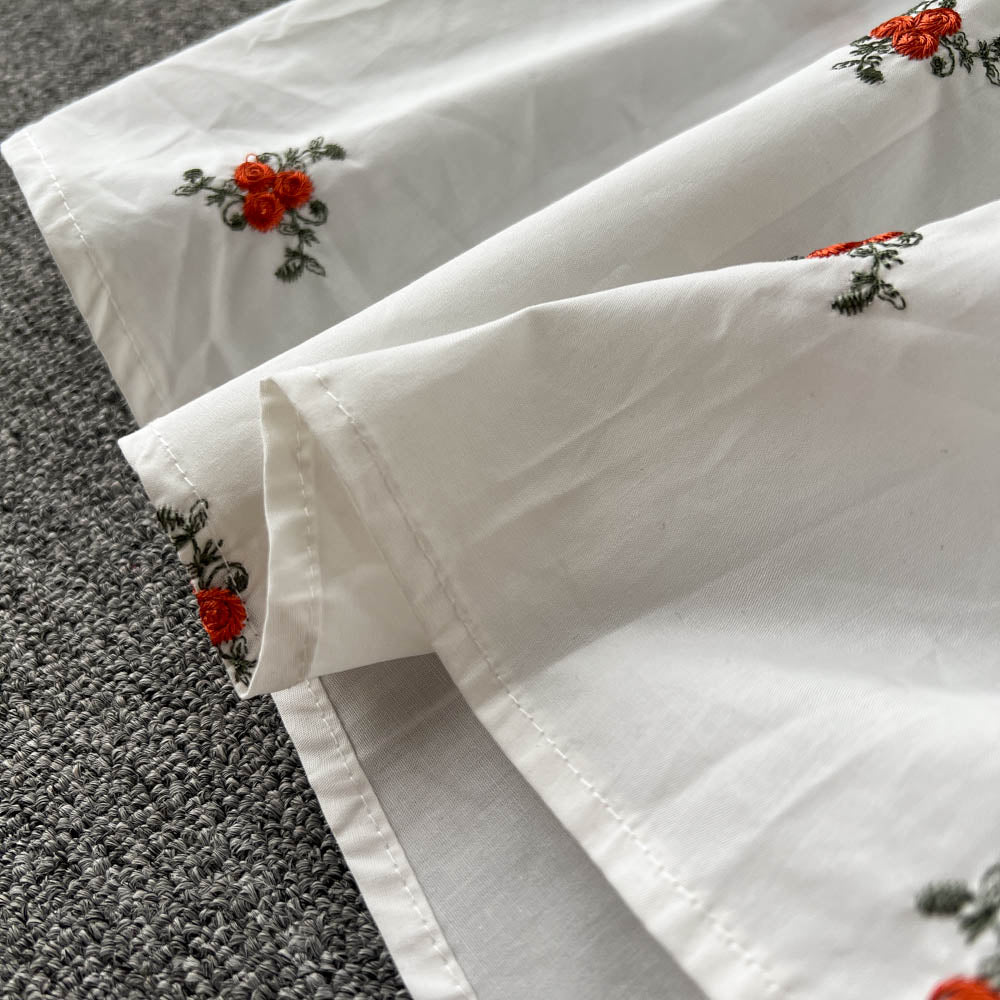 Women Floral Embroidery Belted Dress