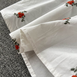 Women Floral Embroidery Belted Dress