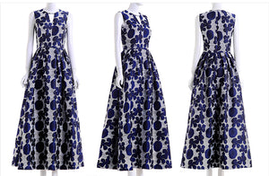 Women Floral Sleeveless Vestidos Jacquard Maxi Dress