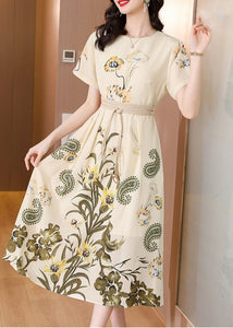 Women Runway French Slim Floral Vintage Elegant Casual Dress
