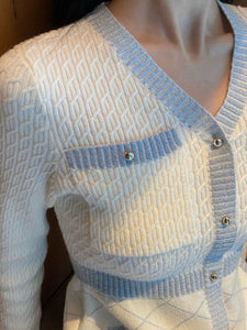 Women Knitted Long Sleeve Button Designer Mini Sweater Dress