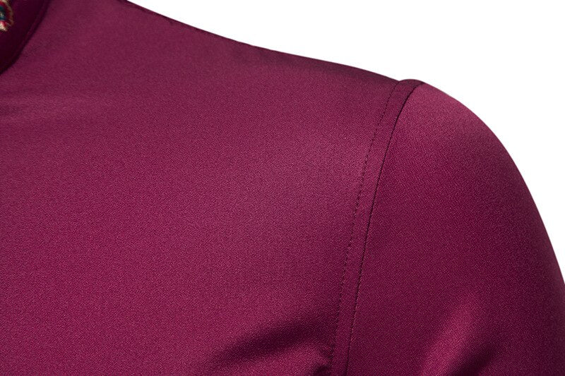 Men Embroidered Long Sleeve Slim Casual Shirt