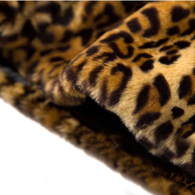 Women Leopard Coat Trench Fluffy Jacket