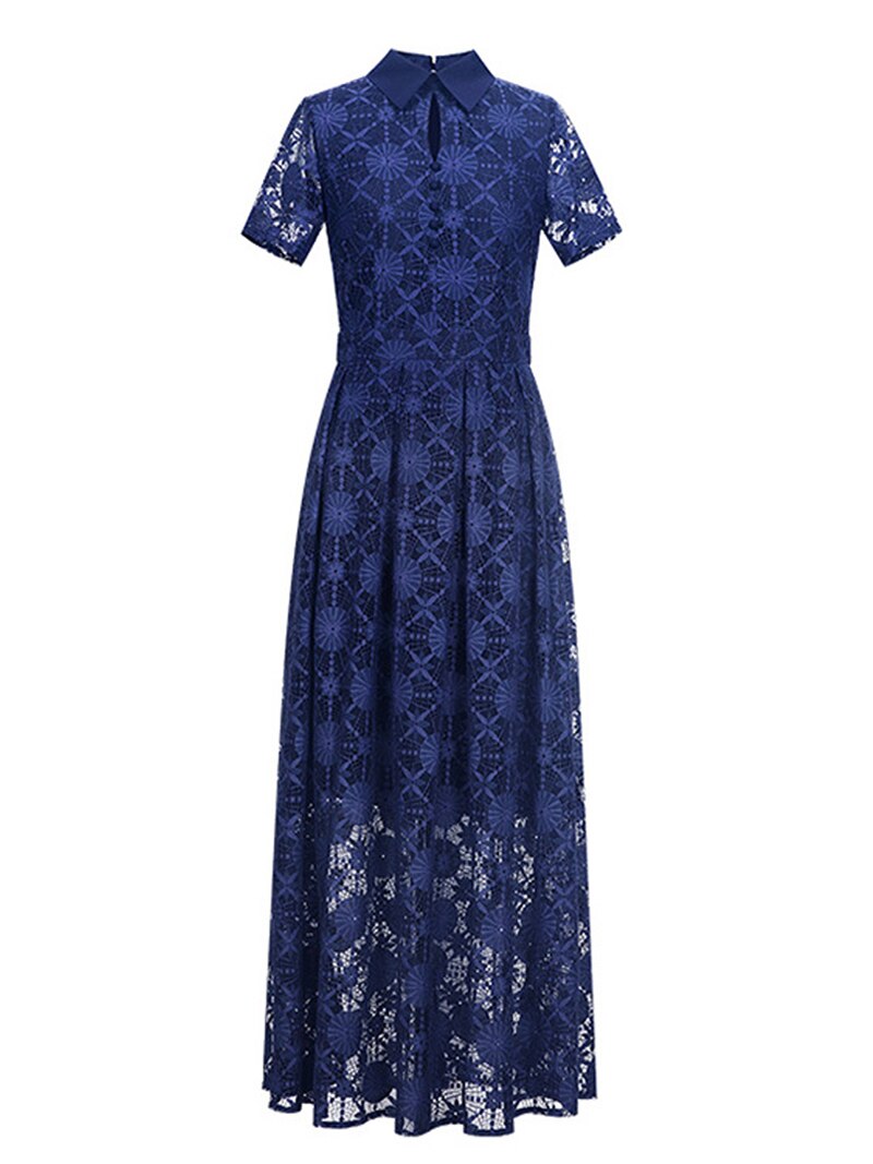 Women Floral Vintage Long Maxi Lace Dress