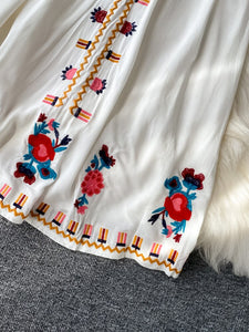 Women Bohemian Ethnic Retro Embroidered Dress