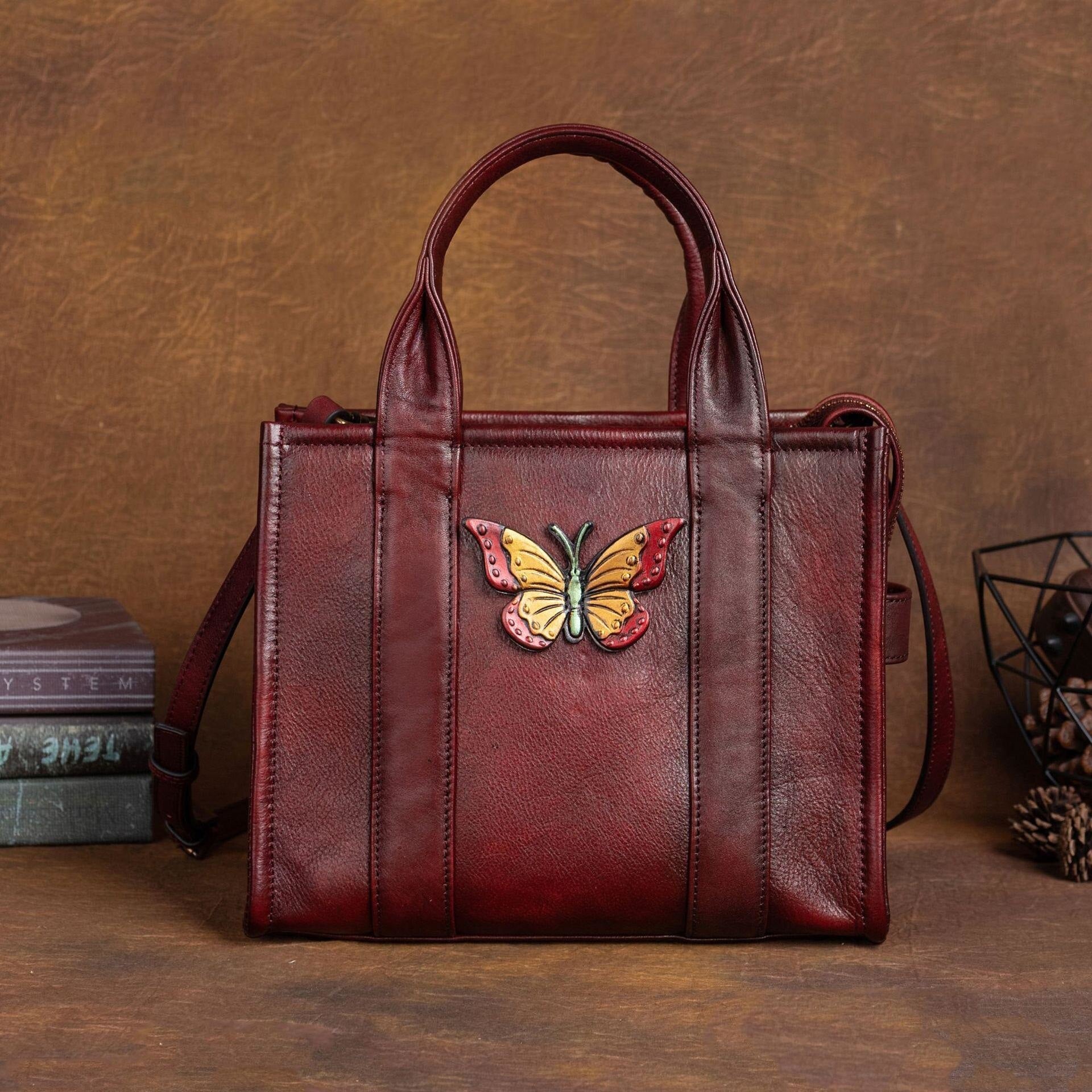 Women Vintage Butterfly Leather Handmade Cowhide Bags
