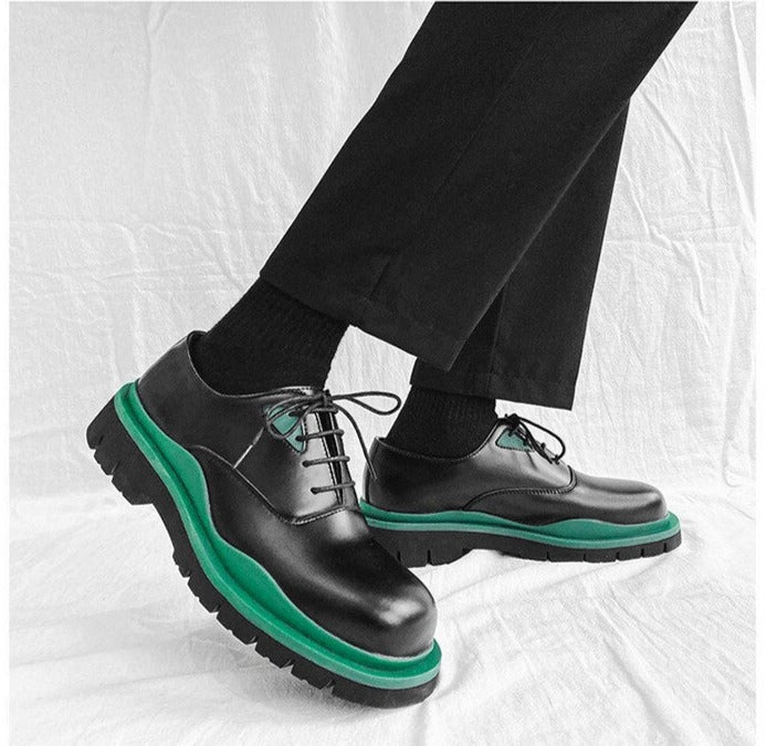 Men Thick Sole Harajuku Casual Leather Shoes