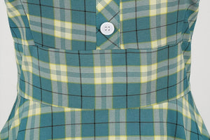 Women Hepburn Short Sleeve Vintage Retro Plaid Dress