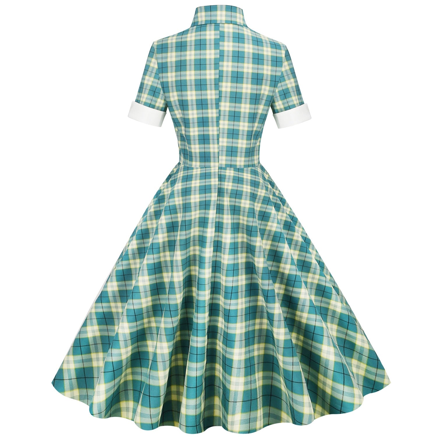 Women Retro Vintage Plaid Dress