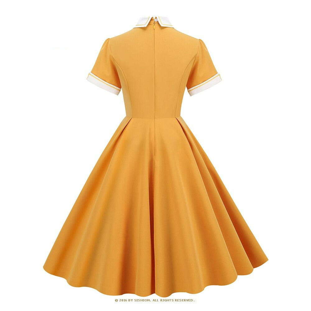 Women Retro Vintage Rockabilly Dress A Line Swing Dress