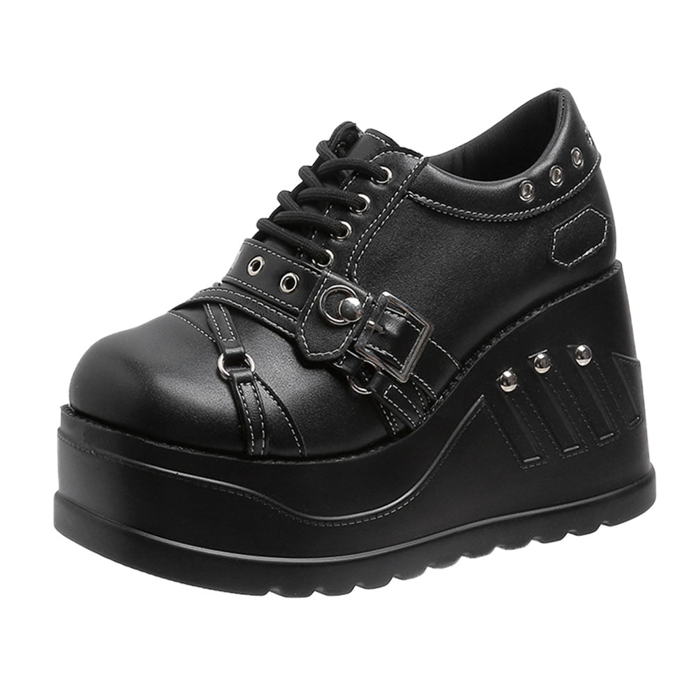 Women Buckle Wedges Platform Cosplay Lolita Gothic Punk Shoes