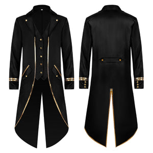 Men Gothic Steampunk Trench Vintage Medieval Victorian Costume