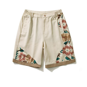 Men Embroidery Casual Patchwork Shorts