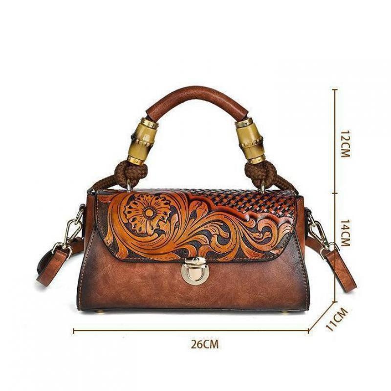 Women Retro Leather Carving Craft Crossbody Bags